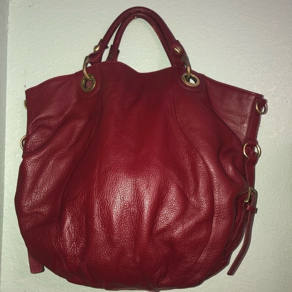 Fenn, Wright Manson -red Pebbled Leather Tote Bag with crossbody strap - Picture 1 of 13
